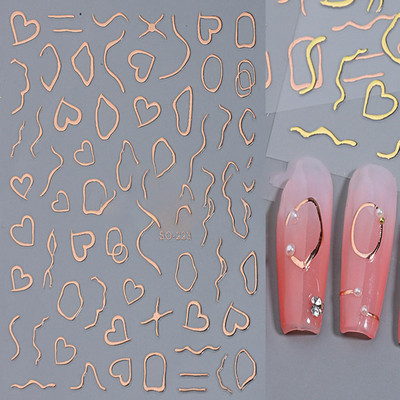 1 τεμ. Αυτοκόλλητο νυχιών με ζυγαριά ψαριού Αυτοκόλλητο με αυτοκόλλητα με δίχτυα γραμμή γεωμετρία κούφιο αυτοκόλλητο 3D ντεκόρ μανικιούρ με πρότυπο