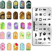 1PC 12*6CM Πρότυπο σχεδίασης λουλουδιών Σφραγίδα στένσιλ νυχιών Δαντέλα με δαντέλα από ανοξείδωτο ατσάλι Εργαλείο μανικιούρ, Πλάκα σφράγισης νυχιών #PV1-40