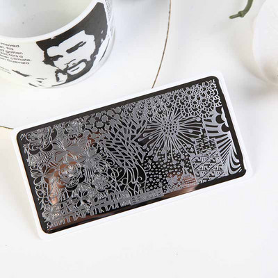 1PC 12*6CM Πρότυπο σχεδίασης λουλουδιών Σφραγίδα στένσιλ νυχιών Δαντέλα με δαντέλα από ανοξείδωτο ατσάλι Εργαλείο μανικιούρ, Πλάκα σφράγισης νυχιών #PV1-40