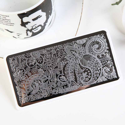 1PC 12*6CM Πρότυπο σχεδίασης λουλουδιών Σφραγίδα στένσιλ νυχιών Δαντέλα με δαντέλα από ανοξείδωτο ατσάλι Εργαλείο μανικιούρ, Πλάκα σφράγισης νυχιών #PV1-40