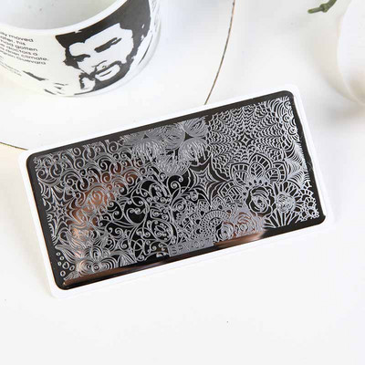 1PC 12*6CM Πρότυπο σχεδίασης λουλουδιών Σφραγίδα στένσιλ νυχιών Δαντέλα με δαντέλα από ανοξείδωτο ατσάλι Εργαλείο μανικιούρ, Πλάκα σφράγισης νυχιών #PV1-40