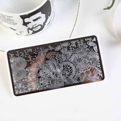 1PC 12*6CM Πρότυπο σχεδίασης λουλουδιών Σφραγίδα στένσιλ νυχιών Δαντέλα με δαντέλα από ανοξείδωτο ατσάλι Εργαλείο μανικιούρ, Πλάκα σφράγισης νυχιών #PV1-40