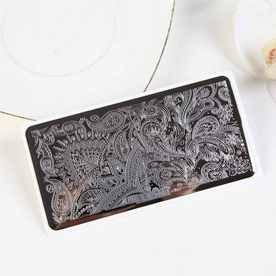 1PC 12*6CM Πρότυπο σχεδίασης λουλουδιών Σφραγίδα στένσιλ νυχιών Δαντέλα με δαντέλα από ανοξείδωτο ατσάλι Εργαλείο μανικιούρ, Πλάκα σφράγισης νυχιών #PV1-40