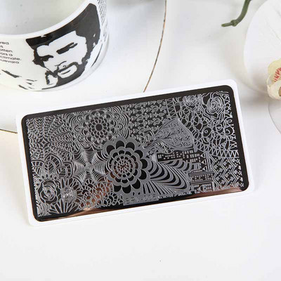 1PC 12*6CM Πρότυπο σχεδίασης λουλουδιών Σφραγίδα στένσιλ νυχιών Δαντέλα με δαντέλα από ανοξείδωτο ατσάλι Εργαλείο μανικιούρ, Πλάκα σφράγισης νυχιών #PV1-40