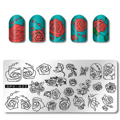 1PC 12*6CM Πρότυπο σχεδίασης λουλουδιών Σφραγίδα στένσιλ νυχιών Δαντέλα με δαντέλα από ανοξείδωτο ατσάλι Εργαλείο μανικιούρ, Πλάκα σφράγισης νυχιών #PV1-40