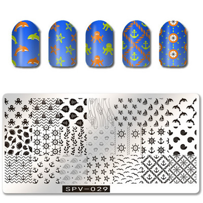 1PC 12*6CM Πρότυπο σχεδίασης λουλουδιών Σφραγίδα στένσιλ νυχιών Δαντέλα με δαντέλα από ανοξείδωτο ατσάλι Εργαλείο μανικιούρ, Πλάκα σφράγισης νυχιών #PV1-40