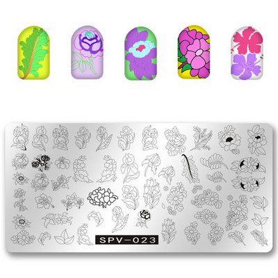 1PC 12*6CM Πρότυπο σχεδίασης λουλουδιών Σφραγίδα στένσιλ νυχιών Δαντέλα με δαντέλα από ανοξείδωτο ατσάλι Εργαλείο μανικιούρ, Πλάκα σφράγισης νυχιών #PV1-40