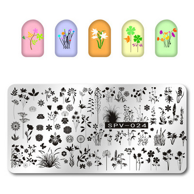 1PC 12*6CM Πρότυπο σχεδίασης λουλουδιών Σφραγίδα στένσιλ νυχιών Δαντέλα με δαντέλα από ανοξείδωτο ατσάλι Εργαλείο μανικιούρ, Πλάκα σφράγισης νυχιών #PV1-40