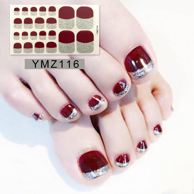 Μονόχρωμα Glitter Nail Art Polish Αυτοκόλλητα Pure Color Αυτοκόλλητα Περιτυλίγματα Νυχιών Λωρίδες πεντικιούρ
