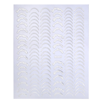 1 τμχ Χρυσό Ασημί τρισδιάστατα αυτοκόλλητα νυχιών Μεταλλικά μαύρα γεωμετρικά λουράκια φούντας Αυτοκόλλητα μεταφοράς αυτοκόλλητα Nail Art DIY Design Διακόσμηση