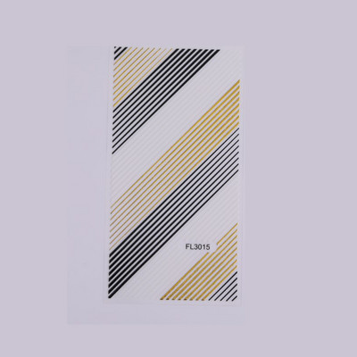 1 τμχ Χρυσό Ασημί τρισδιάστατα αυτοκόλλητα νυχιών Μεταλλικά μαύρα γεωμετρικά λουράκια φούντας Αυτοκόλλητα μεταφοράς αυτοκόλλητα Nail Art DIY Design Διακόσμηση