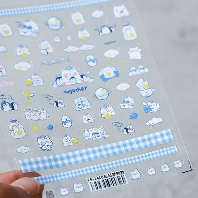 Πολύχρωμο σχέδιο κινουμένων σχεδίων Pixel 5D ανάγλυφα ανάγλυφα Αυτοκόλλητα τέχνης νυχιών 3D αυτοκόλλητα διακοσμητικά νυχιών Χαλκομανίες Χονδρική