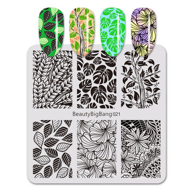 Χαμηλή τιμή εκπτώσεων BeautyBigBang ριγέ γραμμή νυχιών σφράγισης πιάτο Λουλούδια Τριαντάφυλλα Φύλλα Νυχιών Πρότυπο εικόνας Εργαλείο στένσιλ για μανικιούρ