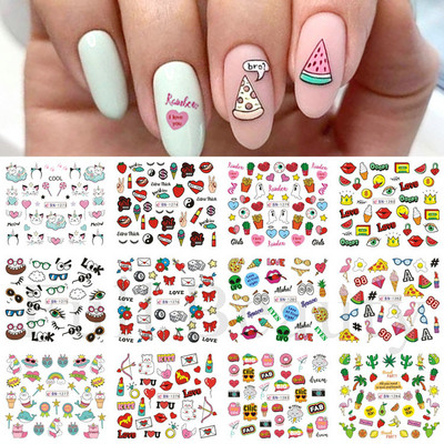 12tk Love Heart Water Küünekleebised Inglise kirjakleebised Sõbrapäeva liugurid Nail Art Dekoratsioon 2023 Maniküüri näpunäited LABY001-012