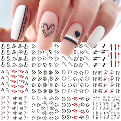 12tk Love Heart Water Küünekleebised Inglise kirjakleebised Sõbrapäeva liugurid Nail Art Dekoratsioon 2023 Maniküüri näpunäited LABY001-012