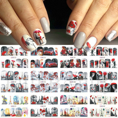 12tk Love Heart Water Küünekleebised Inglise kirjakleebised Sõbrapäeva liugurid Nail Art Dekoratsioon 2023 Maniküüri näpunäited LABY001-012