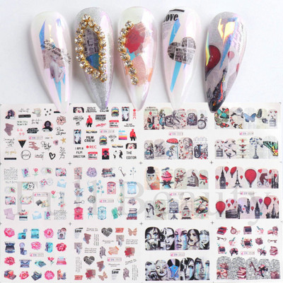 12tk Love Heart Water Küünekleebised Inglise kirjakleebised Sõbrapäeva liugurid Nail Art Dekoratsioon 2023 Maniküüri näpunäited LABY001-012