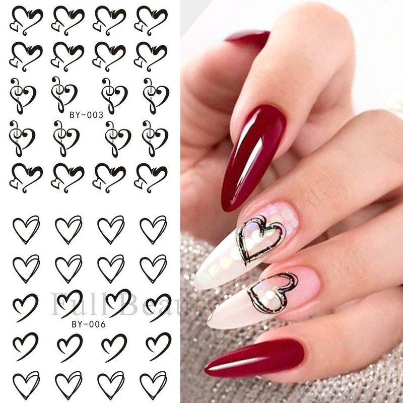 12 τμχ Love Heart Water Αυτοκόλλητα νυχιών Αγγλικά γράμματα αυτοκόλλητα Valentine`s Sliders Διακόσμηση νυχιών 2023 Συμβουλές για μανικιούρ LABY001-012