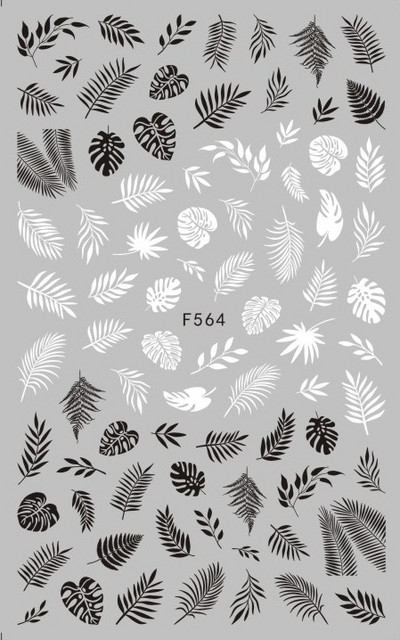 1τεμ Μαύρο χρυσό λέιζερ Φθινοπωρινό αυτοκόλλητο 3D νυχιών Αυτοκόλλητο με μοτίβο δέντρου καρύδας Αυτοκόλλητο μεταφοράς λαμπερό DIY Διακόσμηση νυχιών