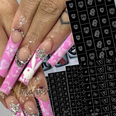 Nail Art Airbrush šabloonid Süda liblikas karu tähed õõnsad küünekleebis isekleepuv kleebis Trendikas salongi maniküüri varustus