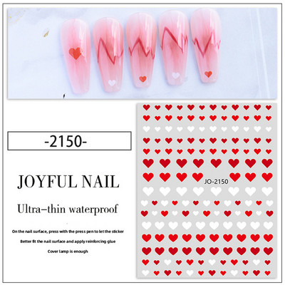 Αυτοκόλλητα νυχιών Love Hearts Tulips Flowers Back Koll Αυτοκόλλητα νυχιών Διακόσμηση για Συμβουλές νυχιών Beauty