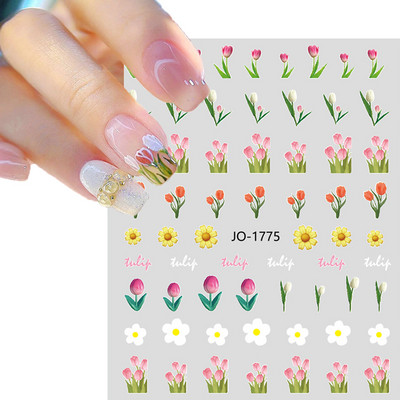 Αυτοκόλλητα νυχιών Love Hearts Tulips Flowers Back Koll Αυτοκόλλητα νυχιών Διακόσμηση για Συμβουλές νυχιών Beauty