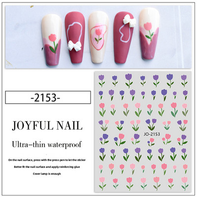 Αυτοκόλλητα νυχιών Love Hearts Tulips Flowers Back Koll Αυτοκόλλητα νυχιών Διακόσμηση για Συμβουλές νυχιών Beauty