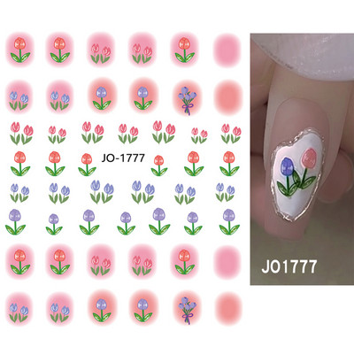 Αυτοκόλλητα νυχιών Love Hearts Tulips Flowers Back Koll Αυτοκόλλητα νυχιών Διακόσμηση για Συμβουλές νυχιών Beauty