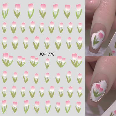 Αυτοκόλλητα νυχιών Love Hearts Tulips Flowers Back Koll Αυτοκόλλητα νυχιών Διακόσμηση για Συμβουλές νυχιών Beauty