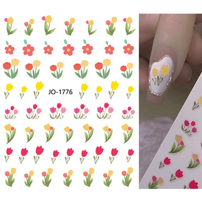 Αυτοκόλλητα νυχιών Love Hearts Tulips Flowers Back Koll Αυτοκόλλητα νυχιών Διακόσμηση για Συμβουλές νυχιών Beauty