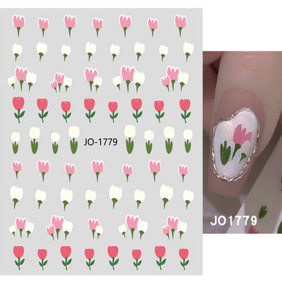 Αυτοκόλλητα νυχιών Love Hearts Tulips Flowers Back Koll Αυτοκόλλητα νυχιών Διακόσμηση για Συμβουλές νυχιών Beauty