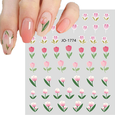 Αυτοκόλλητα νυχιών Love Hearts Tulips Flowers Back Koll Αυτοκόλλητα νυχιών Διακόσμηση για Συμβουλές νυχιών Beauty