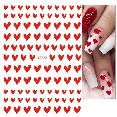 Αυτοκόλλητα νυχιών Love Hearts Tulips Flowers Back Koll Αυτοκόλλητα νυχιών Διακόσμηση για Συμβουλές νυχιών Beauty