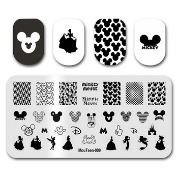 Disney Най-новият печат за нокти MouTeen024 Cartoon Nails Alice Poker Girl Nail Stamping Plates Комплект за маникюр за Nail Art Stamping