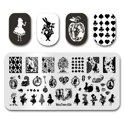 Disney Newest Stamp Nail MouTeen024 Cartoon Nails Alice Poker Girl Stamping Nail Plates Σετ μανικιούρ για στάμπα νυχιών