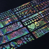 Αυτοκόλλητο 4*100cm/Roll Holographic Nail Foil Flame Dandelion Flame Holo Nail Art Transfer Αυτοκόλλητο Water Slide Nail Art Decals