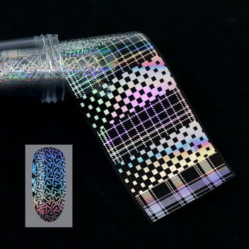 Αυτοκόλλητο 4*100cm/Roll Holographic Nail Foil Flame Dandelion Flame Holo Nail Art Transfer Αυτοκόλλητο Water Slide Nail Art Decals