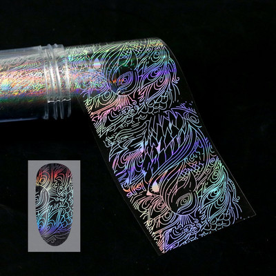 Αυτοκόλλητο 4*100cm/Roll Holographic Nail Foil Flame Dandelion Flame Holo Nail Art Transfer Αυτοκόλλητο Water Slide Nail Art Decals