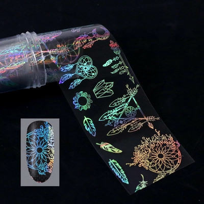Αυτοκόλλητο 4*100cm/Roll Holographic Nail Foil Flame Dandelion Flame Holo Nail Art Transfer Αυτοκόλλητο Water Slide Nail Art Decals