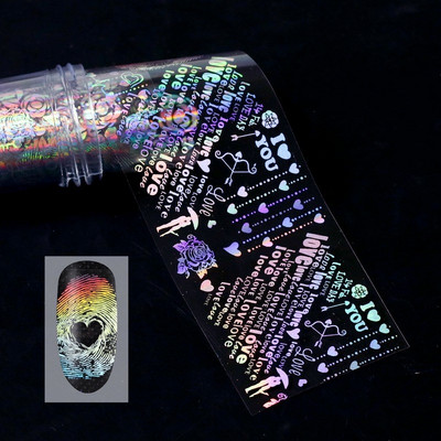 Αυτοκόλλητο 4*100cm/Roll Holographic Nail Foil Flame Dandelion Flame Holo Nail Art Transfer Αυτοκόλλητο Water Slide Nail Art Decals