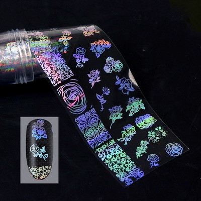 Αυτοκόλλητο 4*100cm/Roll Holographic Nail Foil Flame Dandelion Flame Holo Nail Art Transfer Αυτοκόλλητο Water Slide Nail Art Decals