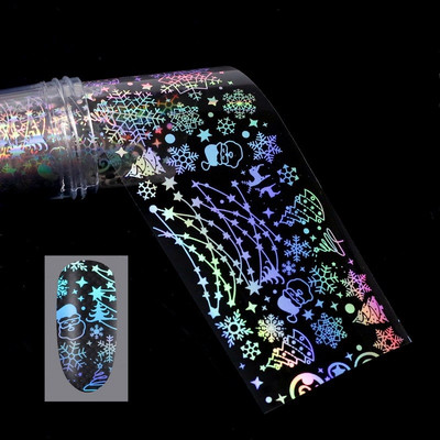Αυτοκόλλητο 4*100cm/Roll Holographic Nail Foil Flame Dandelion Flame Holo Nail Art Transfer Αυτοκόλλητο Water Slide Nail Art Decals