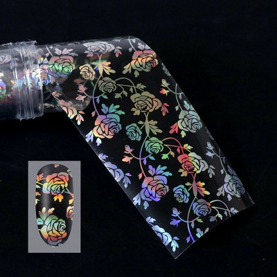 Αυτοκόλλητο 4*100cm/Roll Holographic Nail Foil Flame Dandelion Flame Holo Nail Art Transfer Αυτοκόλλητο Water Slide Nail Art Decals