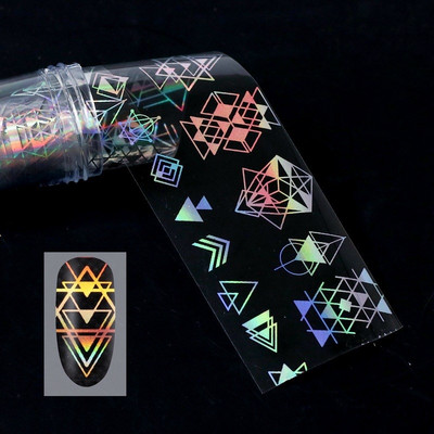 Αυτοκόλλητο 4*100cm/Roll Holographic Nail Foil Flame Dandelion Flame Holo Nail Art Transfer Αυτοκόλλητο Water Slide Nail Art Decals