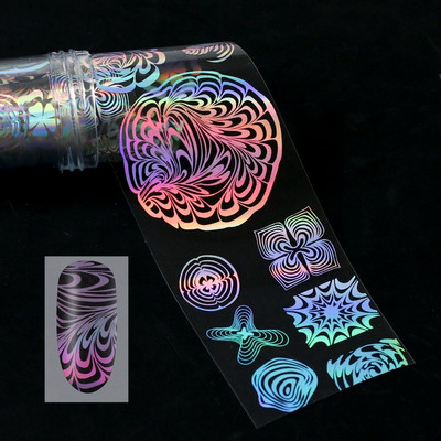 Αυτοκόλλητο 4*100cm/Roll Holographic Nail Foil Flame Dandelion Flame Holo Nail Art Transfer Αυτοκόλλητο Water Slide Nail Art Decals