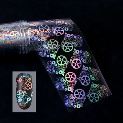 Αυτοκόλλητο 4*100cm/Roll Holographic Nail Foil Flame Dandelion Flame Holo Nail Art Transfer Αυτοκόλλητο Water Slide Nail Art Decals