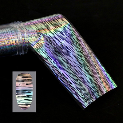 Αυτοκόλλητο 4*100cm/Roll Holographic Nail Foil Flame Dandelion Flame Holo Nail Art Transfer Αυτοκόλλητο Water Slide Nail Art Decals