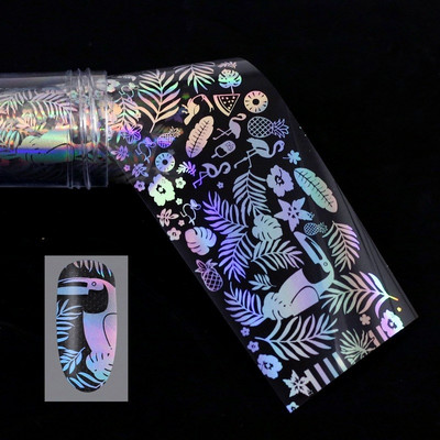 Αυτοκόλλητο 4*100cm/Roll Holographic Nail Foil Flame Dandelion Flame Holo Nail Art Transfer Αυτοκόλλητο Water Slide Nail Art Decals