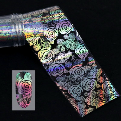 Αυτοκόλλητο 4*100cm/Roll Holographic Nail Foil Flame Dandelion Flame Holo Nail Art Transfer Αυτοκόλλητο Water Slide Nail Art Decals