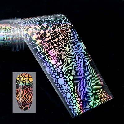 Αυτοκόλλητο 4*100cm/Roll Holographic Nail Foil Flame Dandelion Flame Holo Nail Art Transfer Αυτοκόλλητο Water Slide Nail Art Decals
